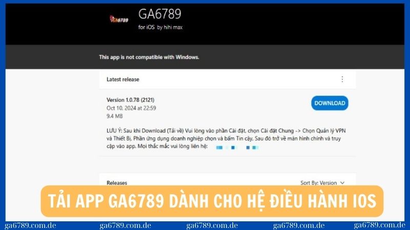 Tải ứng dụng Ga6789 dành cho phiên bản iOS
